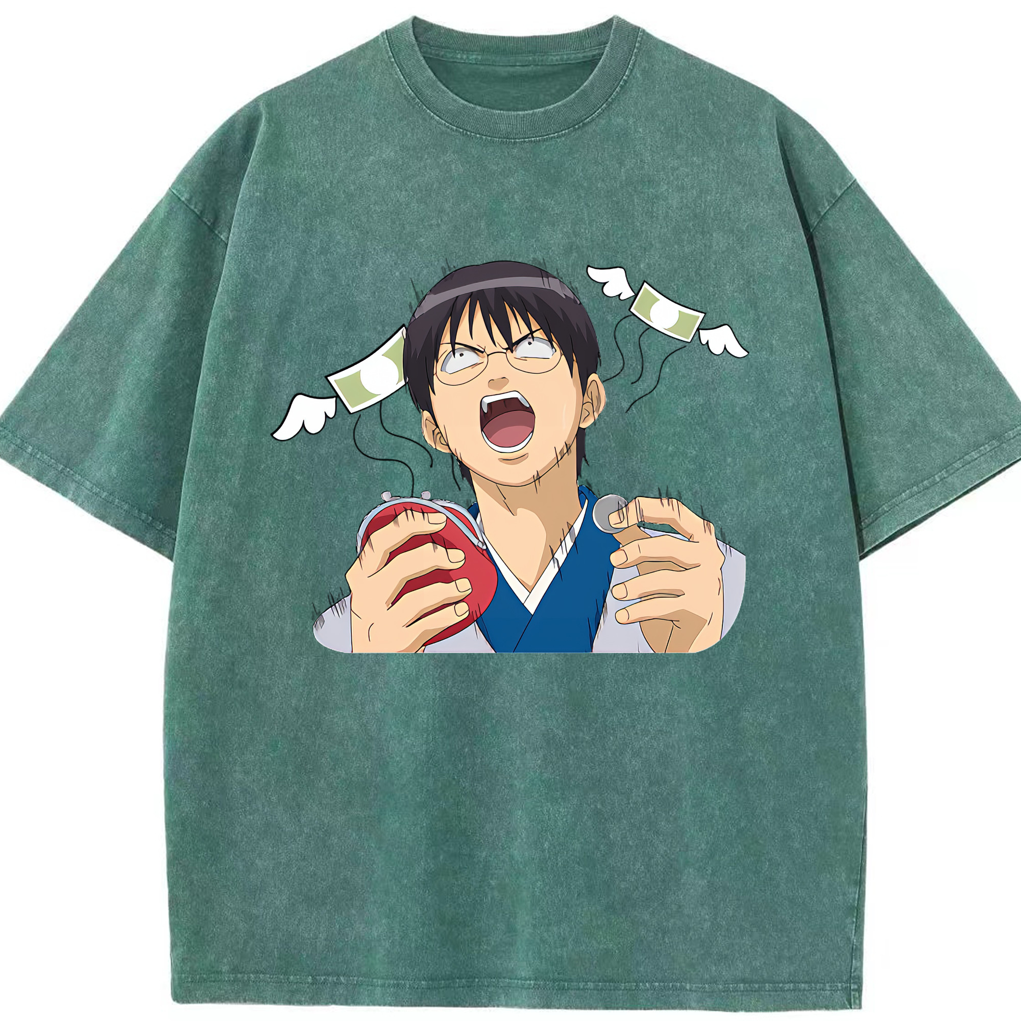 （画像用） ぎんたま 坂田銀時（さかたぎんとき） 神楽 志村新八（しむら しんぱち） GINTAMA Sakata Gintoki Kagura Shimura Shinpachi 綿100% ヴィンテージ風 半袖Tシャツ（フロントプリント）